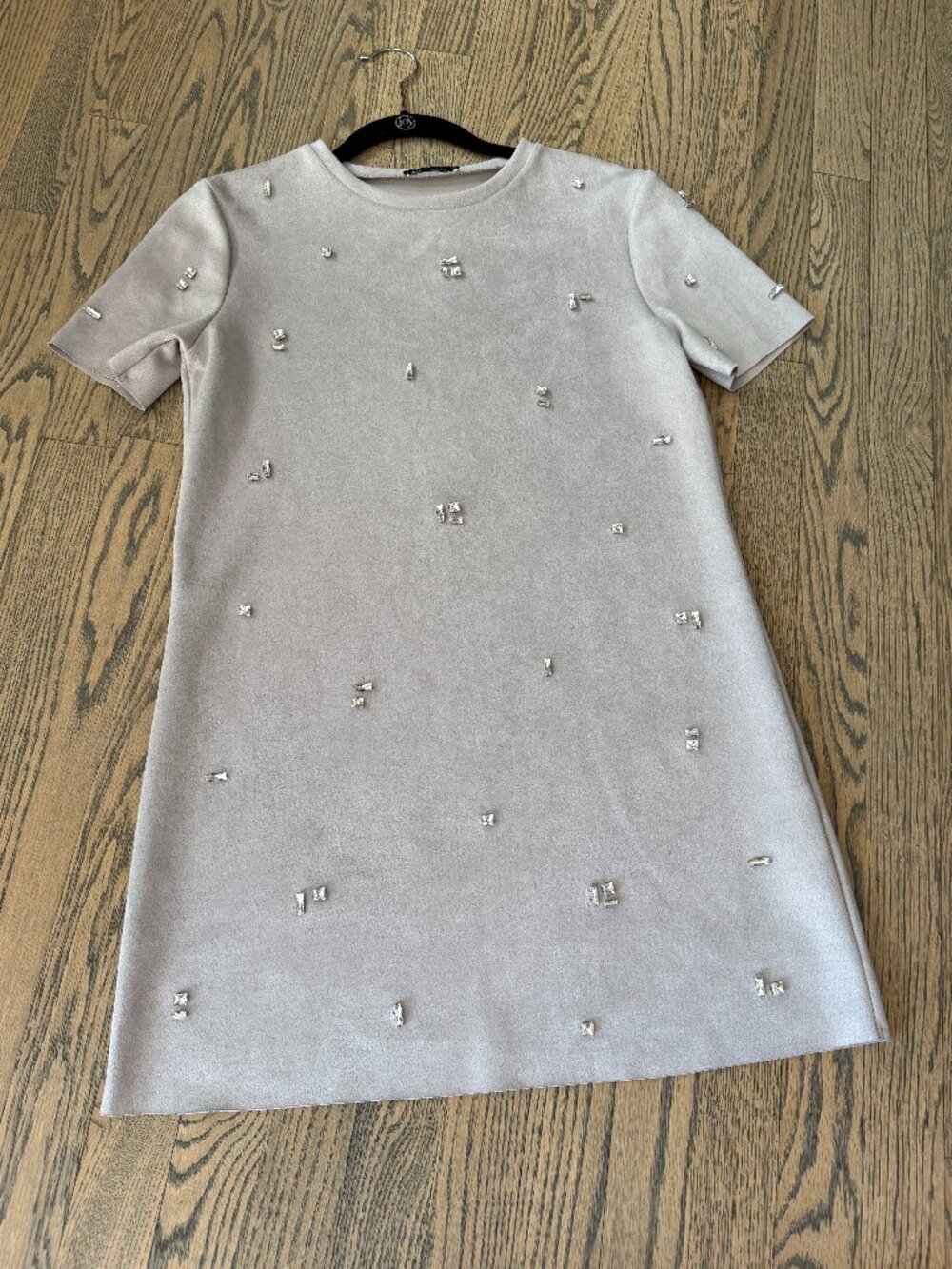Zara Grey Embellished Shift Dress - Size Small